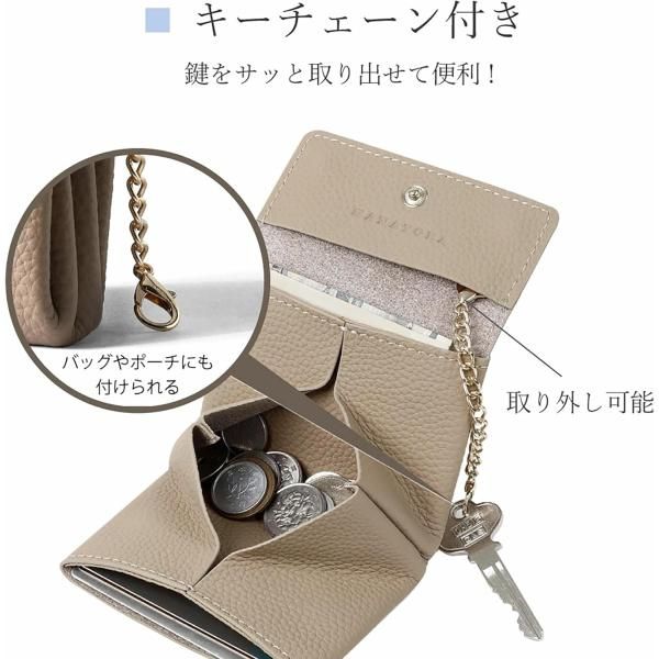財布 スナップボタン キーチェーン シュリンクレザー ミニ財布 
