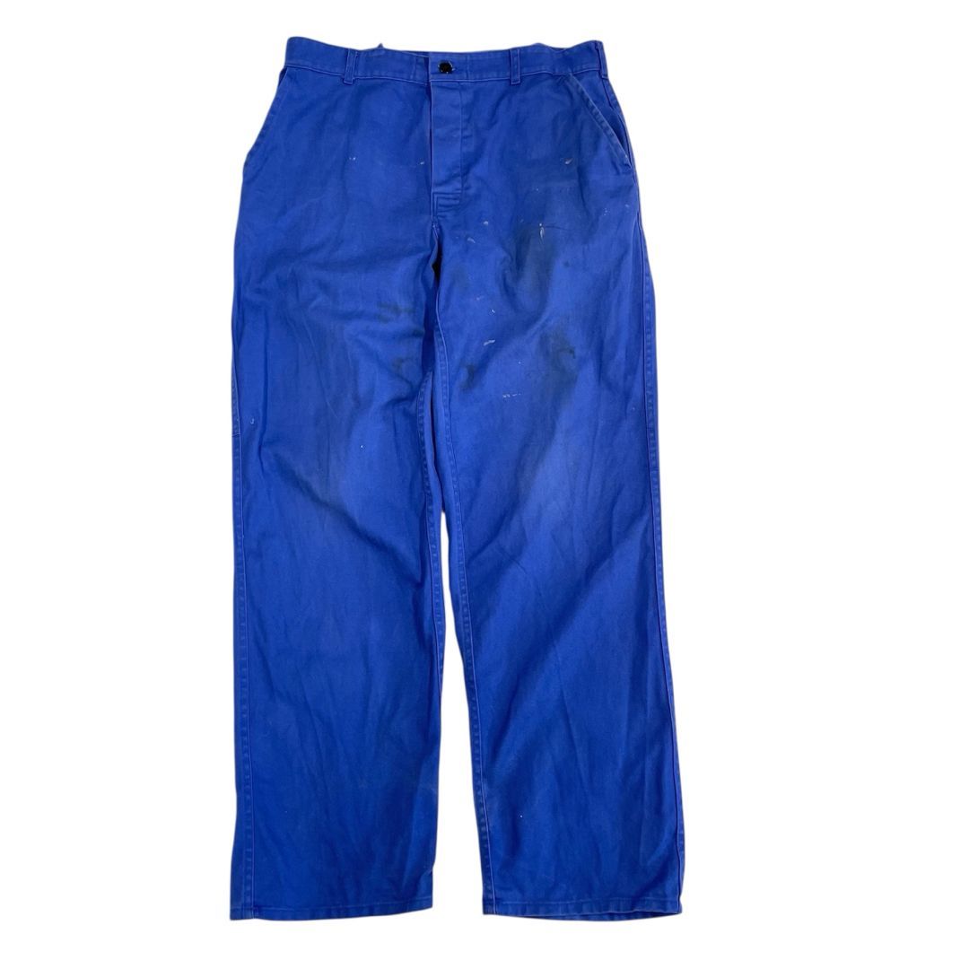 W35 80-90s ユーロヴィンテージ フレンチワークパンツ ブルー メンズM