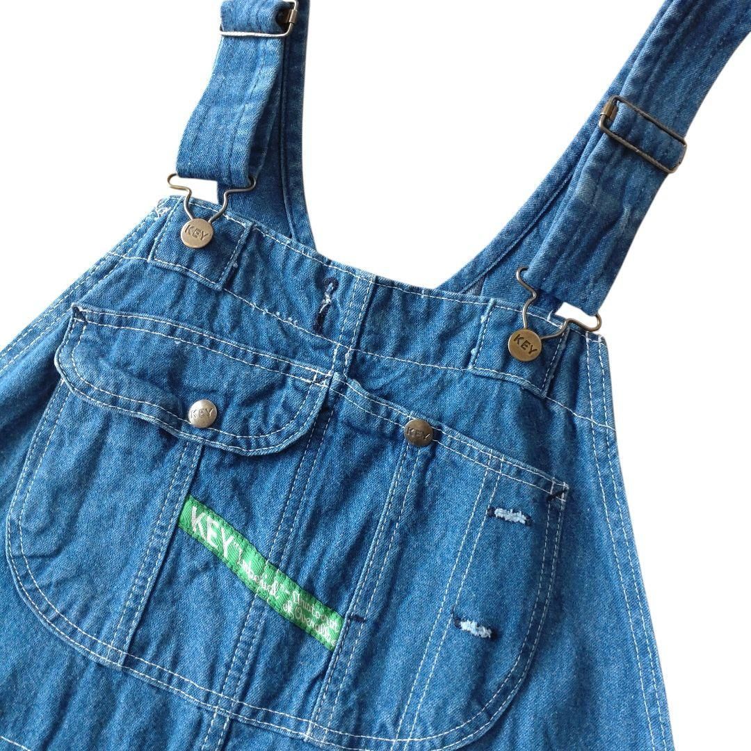□古着 KEY キイ デニムオーバーオール サロペット 実寸W40L34【A1521