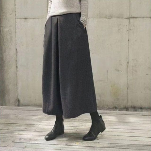 クレッシェントドュオ ダークグリーン ハイウエスト ガウチョ