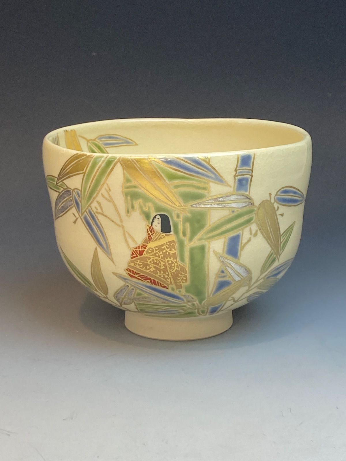 竹の中のかぐや姫文茶碗 共箱