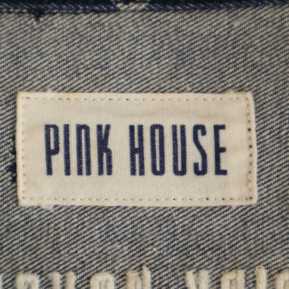 【希少】PINK HOUSEデニムジャケット　ワッペン　ヴィンテージデニム PINK HOUSE ピンクハウス 総柄 デニムジャケット M インディゴ