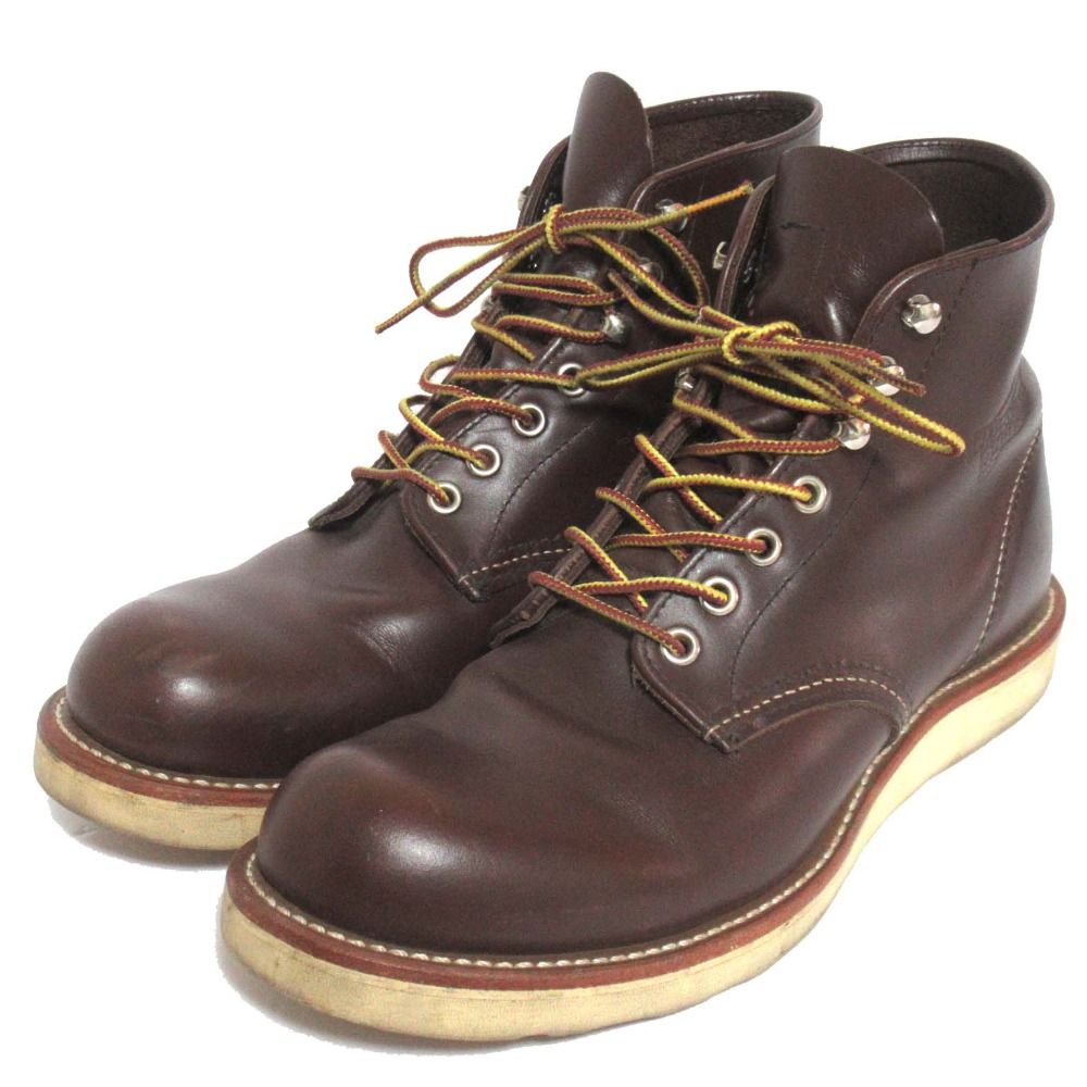 美品 RED WING レッドウイング CLASSIC WORK 6inch ROUND TOE クラシック プレーントゥ ワークブーツ ショートブーツ 8134 8D ブラウン メンズ 古着 中古 USED