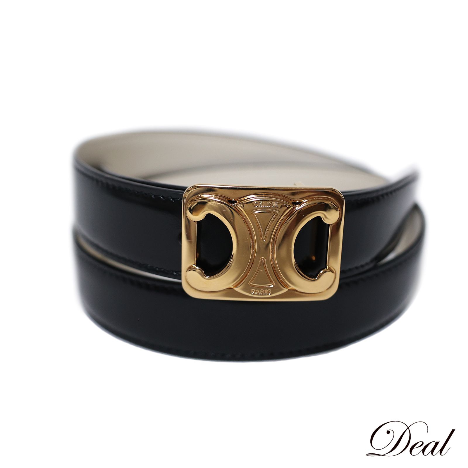 セリーヌ トリオンフ リバーシブル 白×黒 #70 ゴールド金具 レディース  