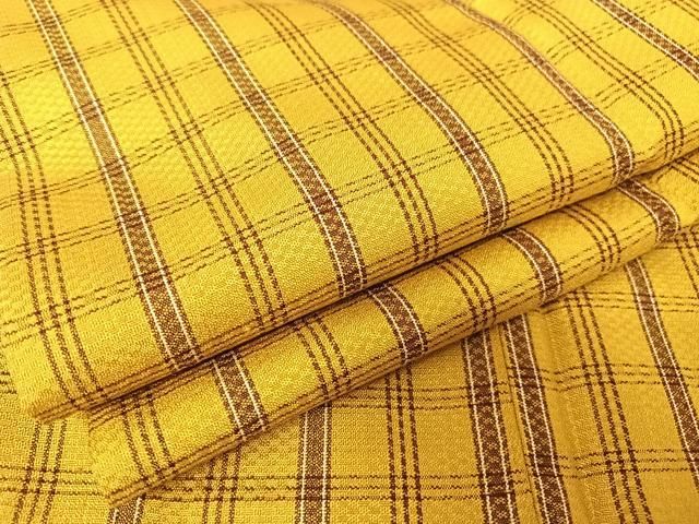 平和屋着物○本場黄八丈 綾織 足高貴 格子 正絹 逸品 AABA4483np