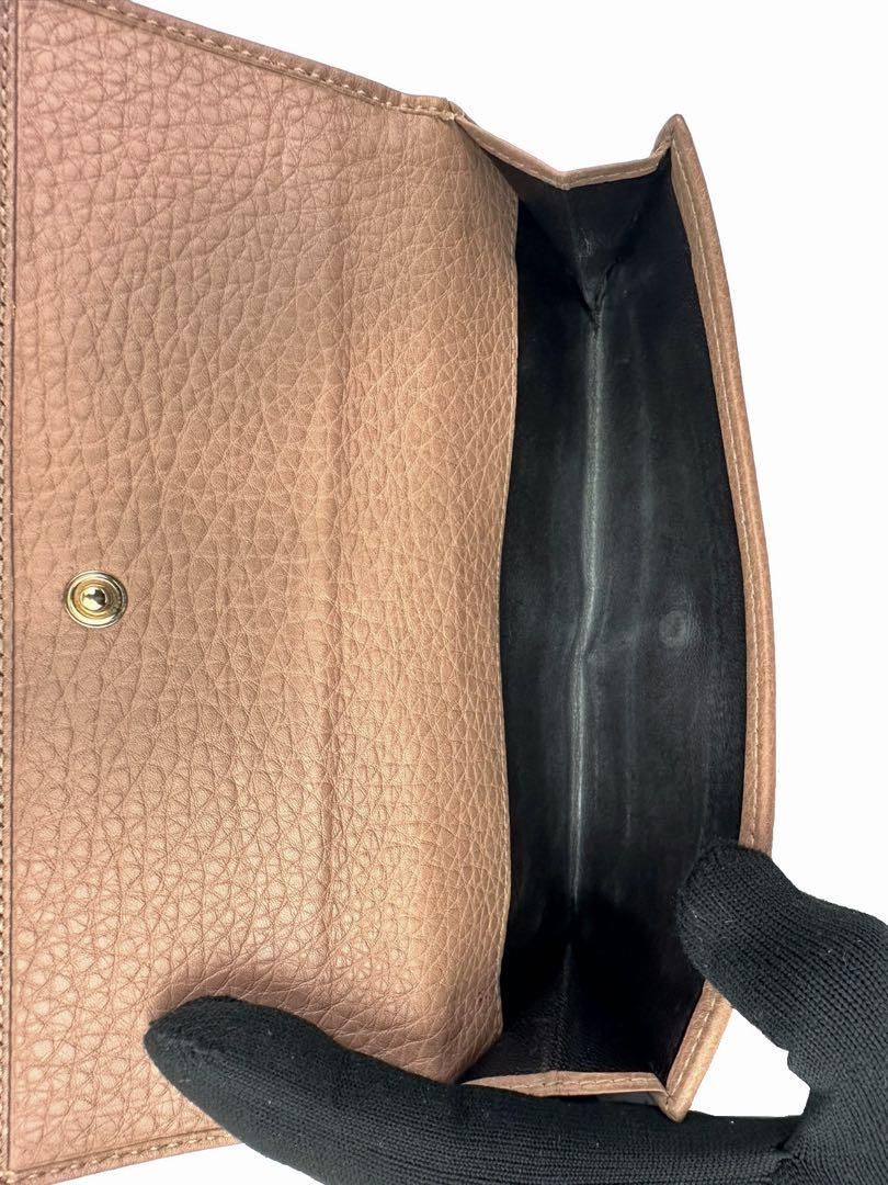 グッチ GUCCI 二つ折り長財布 バンブータッセル 三つ編みリボン レザー 