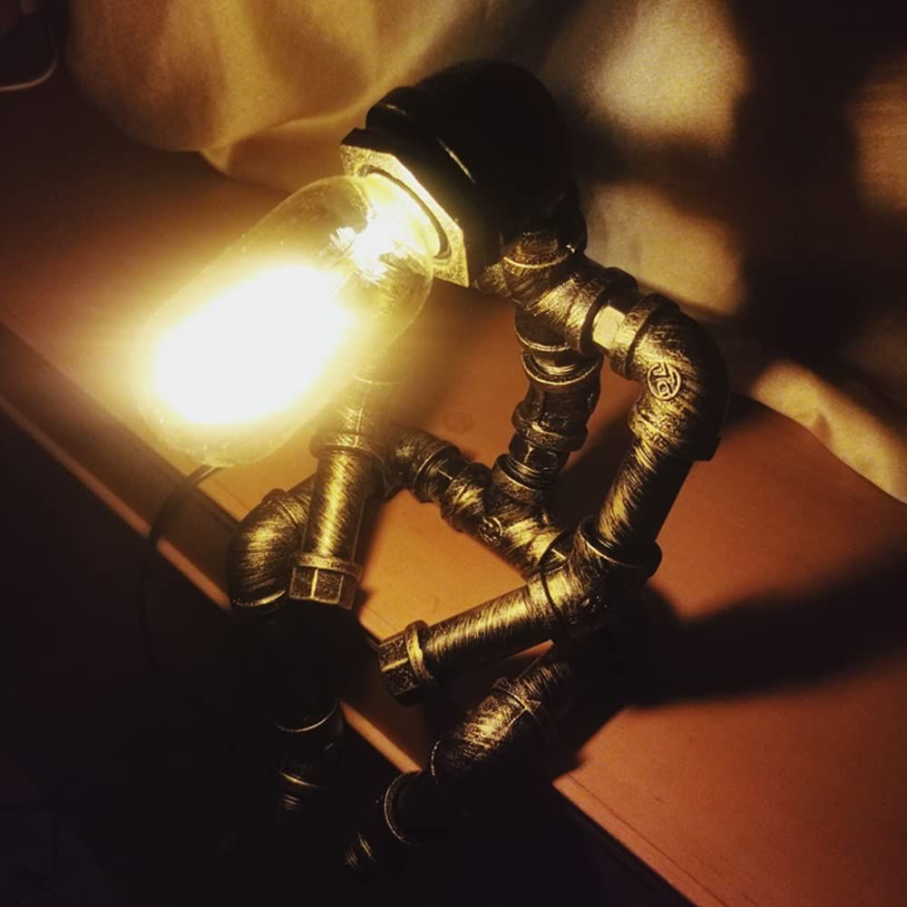 デスクランプ 北欧風 工業 レトロ 卓上ライト ロボットスタンドライト おしゃれ テーブルランプ ベッドサイドライト 卓上読書灯 雰囲気作り インダストリアル 間接照明 読書 寝室 仕事 バー等に最適 E27 ALLUCK 110V 1灯 ブロンズ