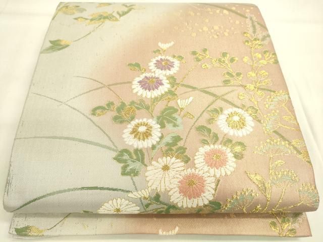オンラインファッション - 平和屋着物◎六通柄袋帯 草花文 金