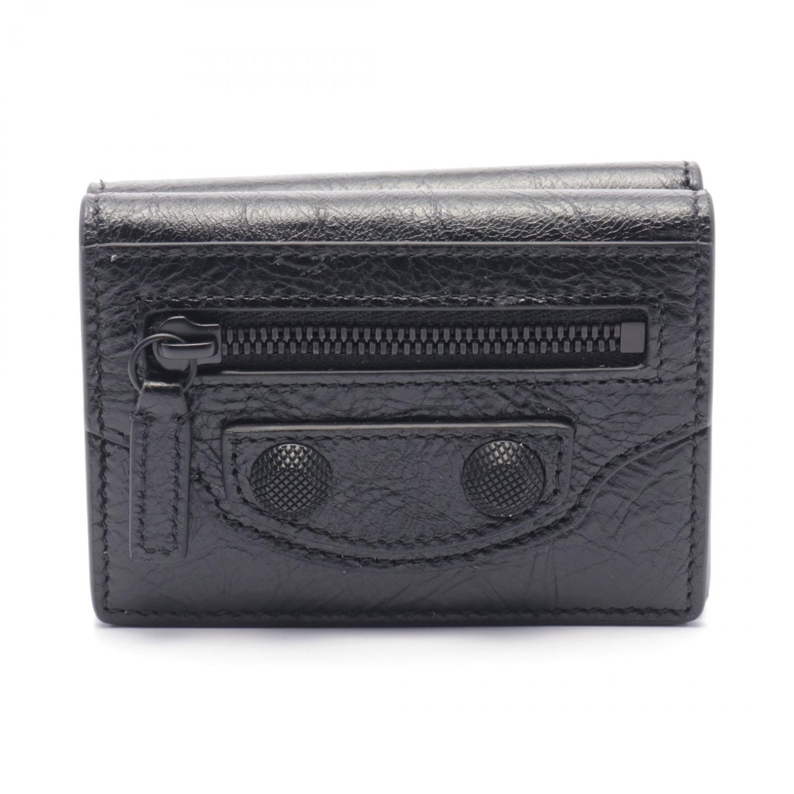 バレンシアガ BALENCIAGA 三つ折り財布 CAG MINI WALLET 7684302AA561000 ブラック レザー 三つ折り財布 メンズ