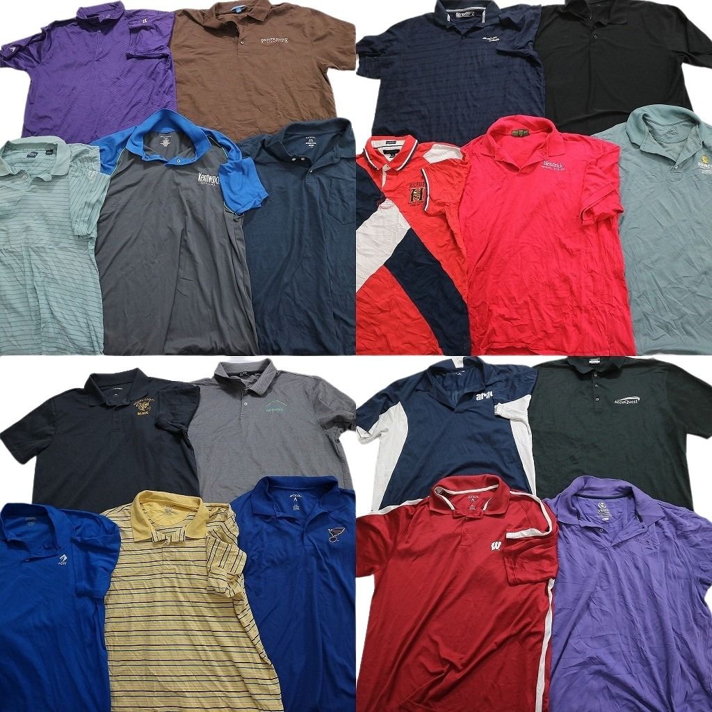古着卸 まとめ売り ポロシャツMIX 19枚セット (メンズ XL /2XL ) ワンポイント ボーダー 無地 MS3664