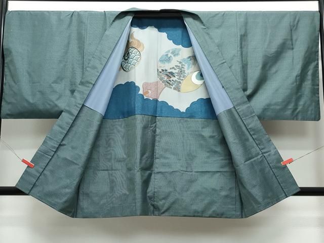 平和屋着物●男性　本場大島紬　アンサンブル　吉祥文　正絹　逸品　CAAX1166vf 平和屋着物○男性 本場大島紬 アンサンブル 吉祥文 正絹 CAAX1166vf