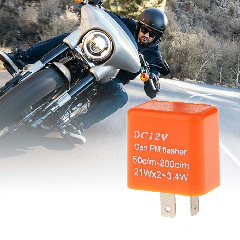 2ピン12V LEDフラッシャーリレー オートバイ継電器 オレンジ - パーツ
