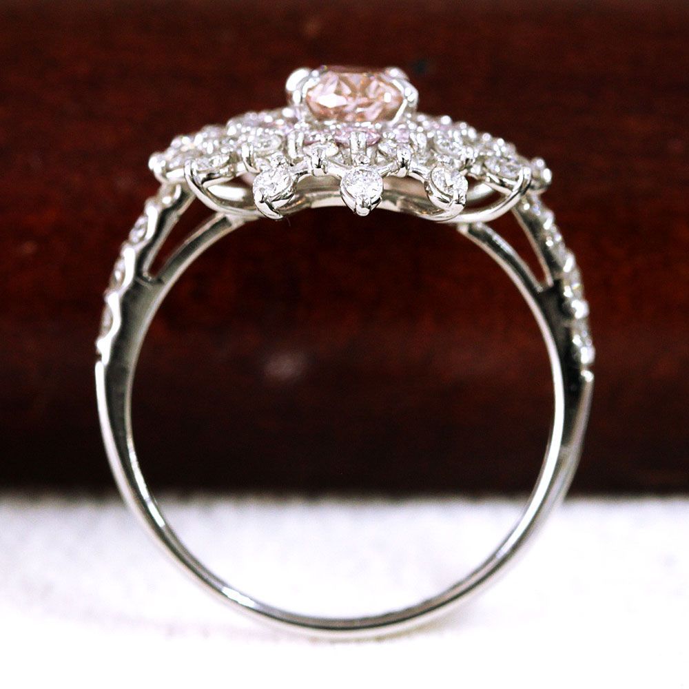 希少1ct Fancy Orangy Pink ダイヤモンドPt950 リング - メルカリ