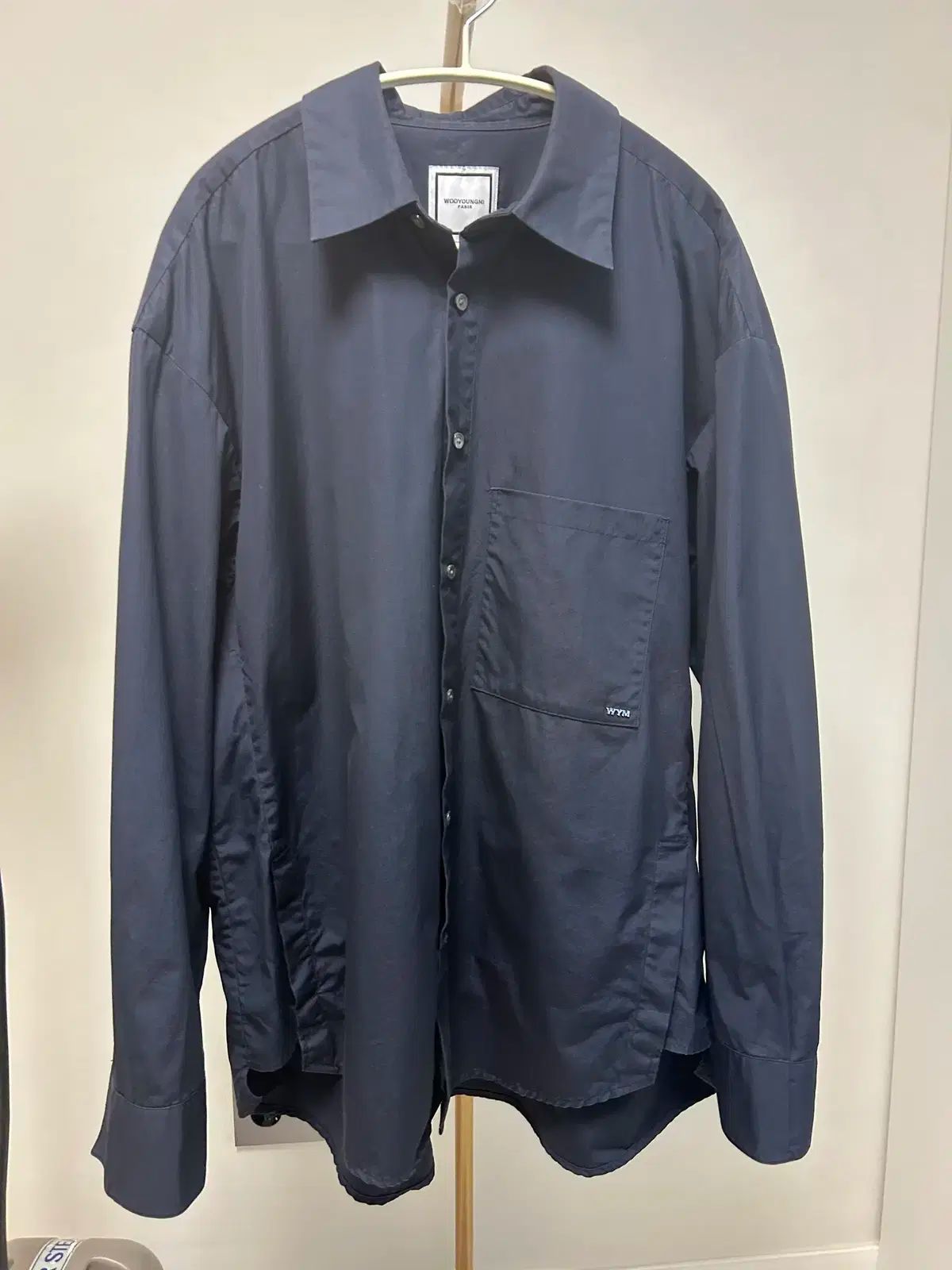 23FW WOOYOUNGMI ウーヨンミ バックロゴ ネイビー シャツ 50