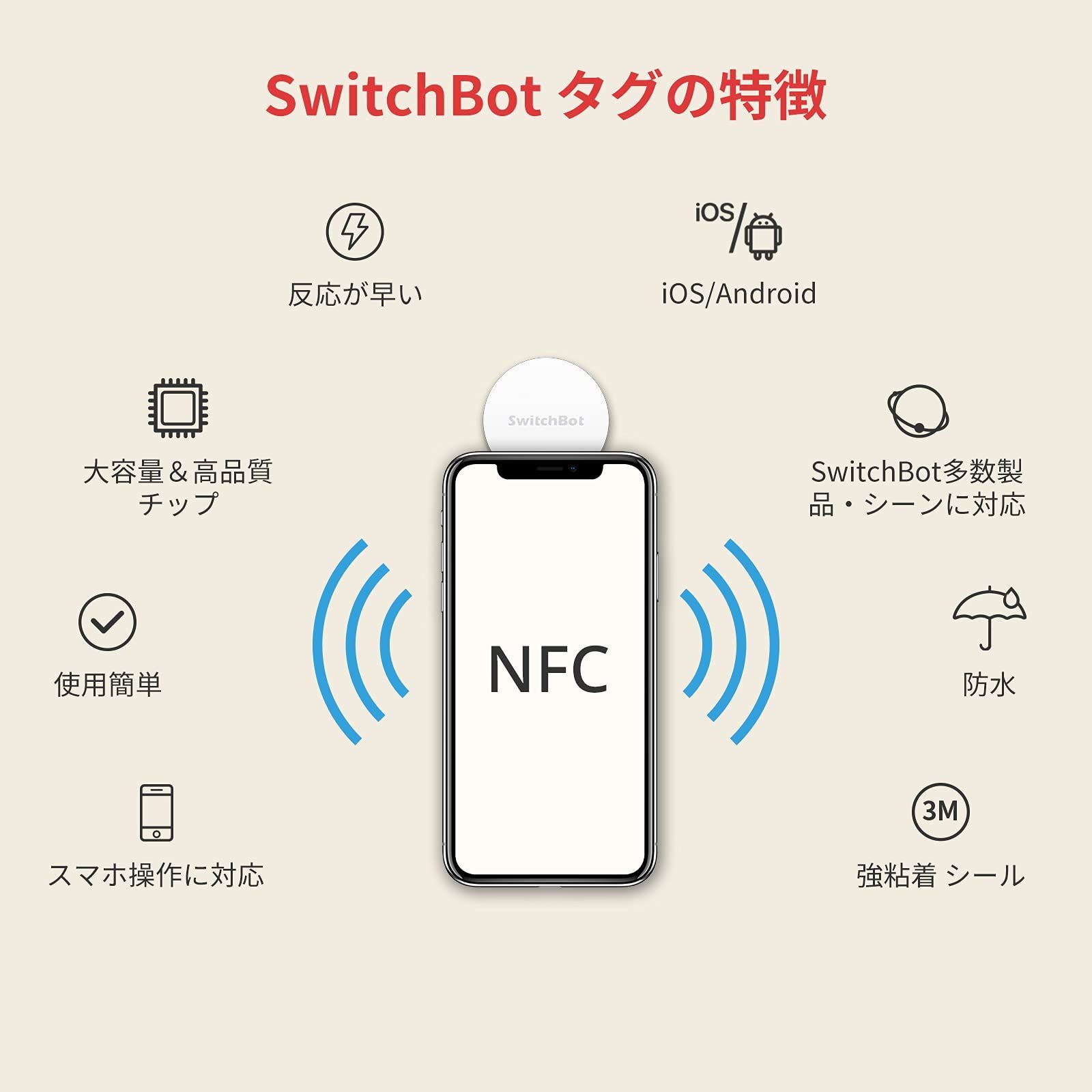 数量限定】NFCタグ スイッチボット シール スマートホーム - SwitchBot NTAG216 888バイト 防水 iOS Android対応  3枚入り - メルカリ