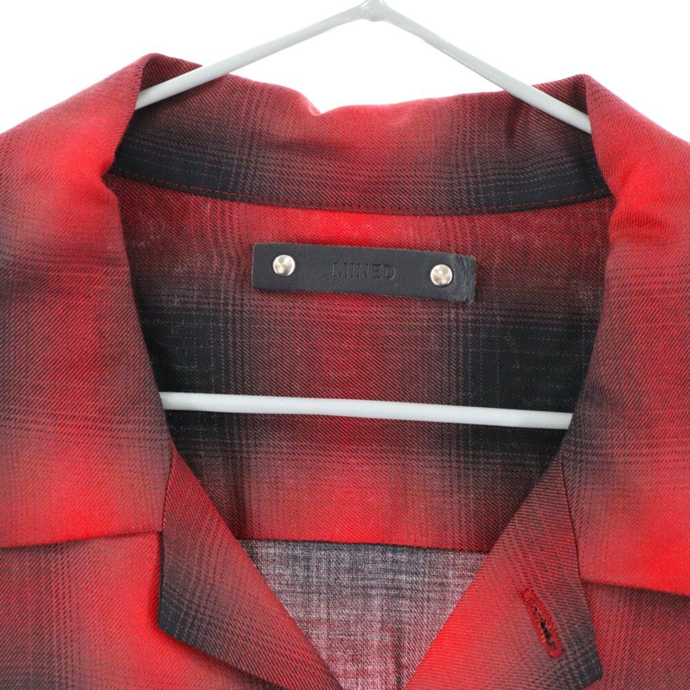MINEDENIM (マインデニム) チェック レーヨン 長袖シャツ レッド MND