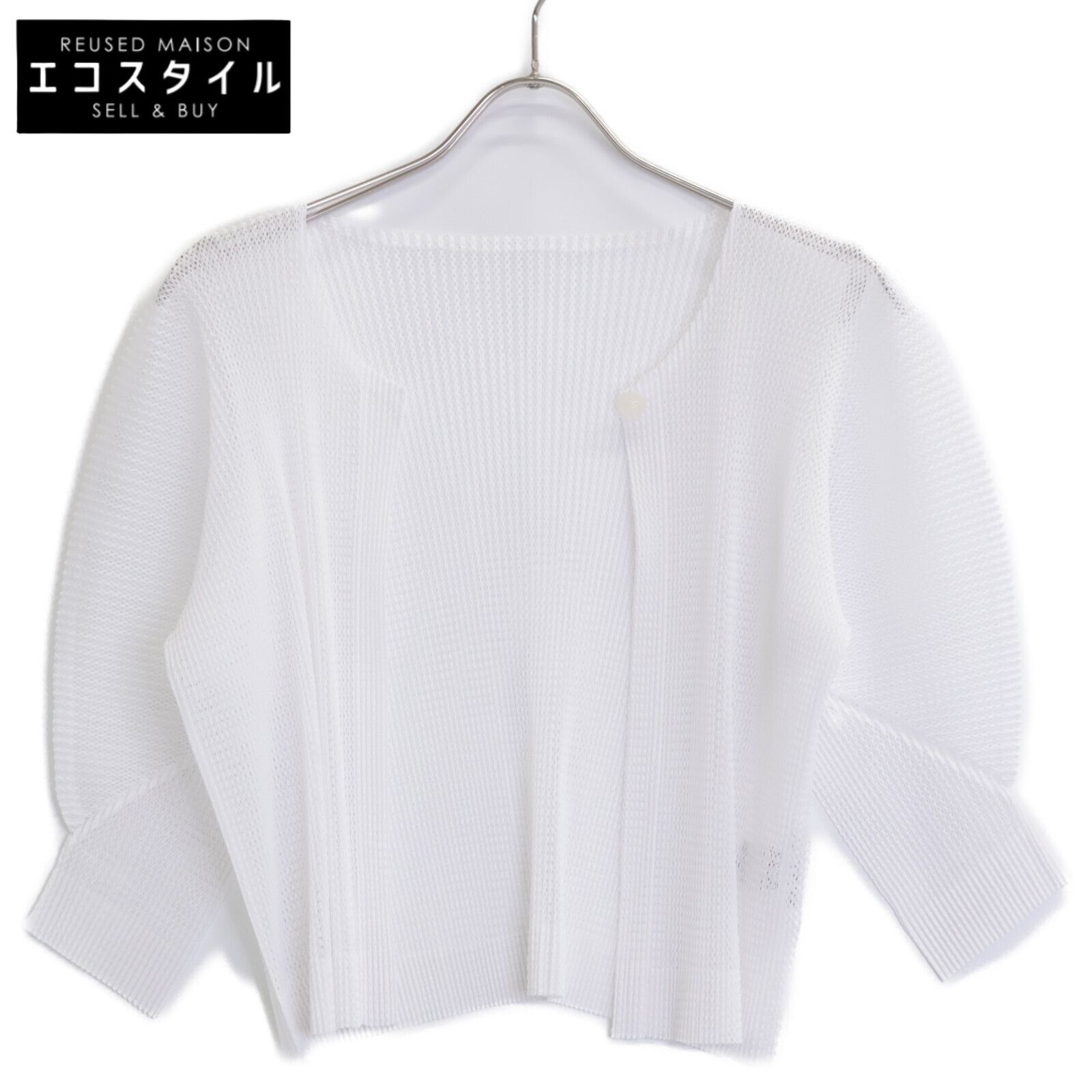 PLEATS PLEASE プリーツ カーディガン 3 PLEATS PLEASE プリーツプリーズ ﾎﾜｲﾄ PP51-F0253 ﾒｯｼｭｶｰﾃﾞｨｶﾞﾝ