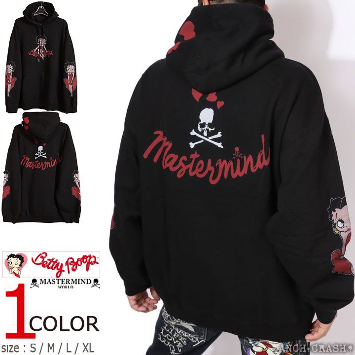 Betty Boop×MASTERMIND WORLD 裏毛P/Oパーカー MW25C15-SW201 マスター
