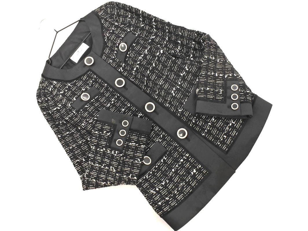 美品 courreges クレージュ ベルスリーブ ツイード ジャケット コート Courreges クレージュ ウール混 ツイード ノーカラー ジャケット