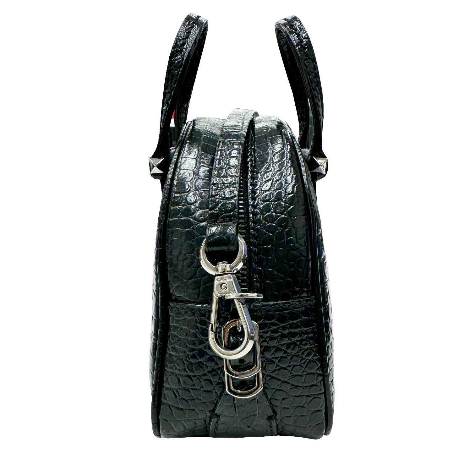 JIMMY CHOO ハンドバッグ ヴァレンヌ ボーリング クロコ ネイビー 