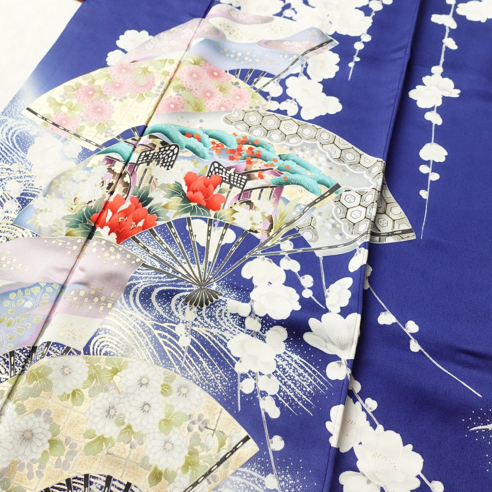 正絹 アンティーク着物 女の子 七五三 ◇花車 扇 雲取り 古典柄 正絹 アンティーク着物 女の子 七五三 ◇花車 扇 雲取り 古典柄