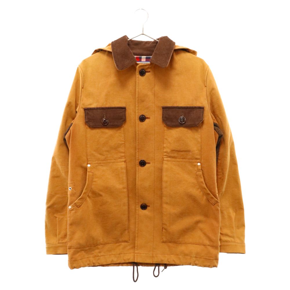 COMME des GARCONS JUNYA WATANABE MAN (コムデギャルソンジュンヤワタナベマン) 11AW フード付き エルボーパッチ メルトン切り替えカバーオールジャケット ブラウン WH-J020
