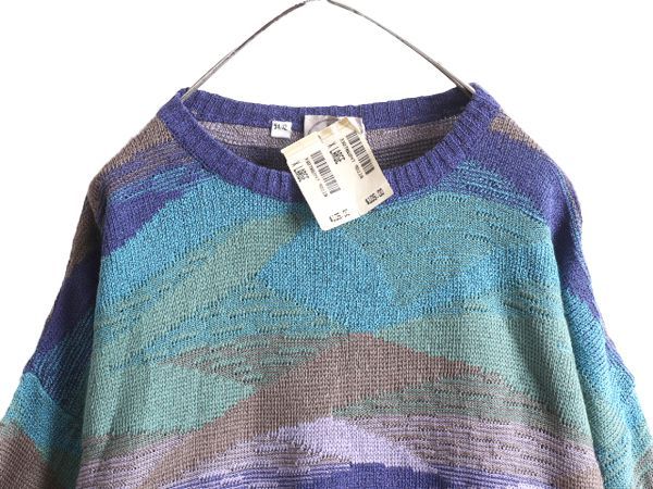 PRONTO-UOMO プロントウォモ マルチカラー 総柄 ニット USA製 L 楽天 