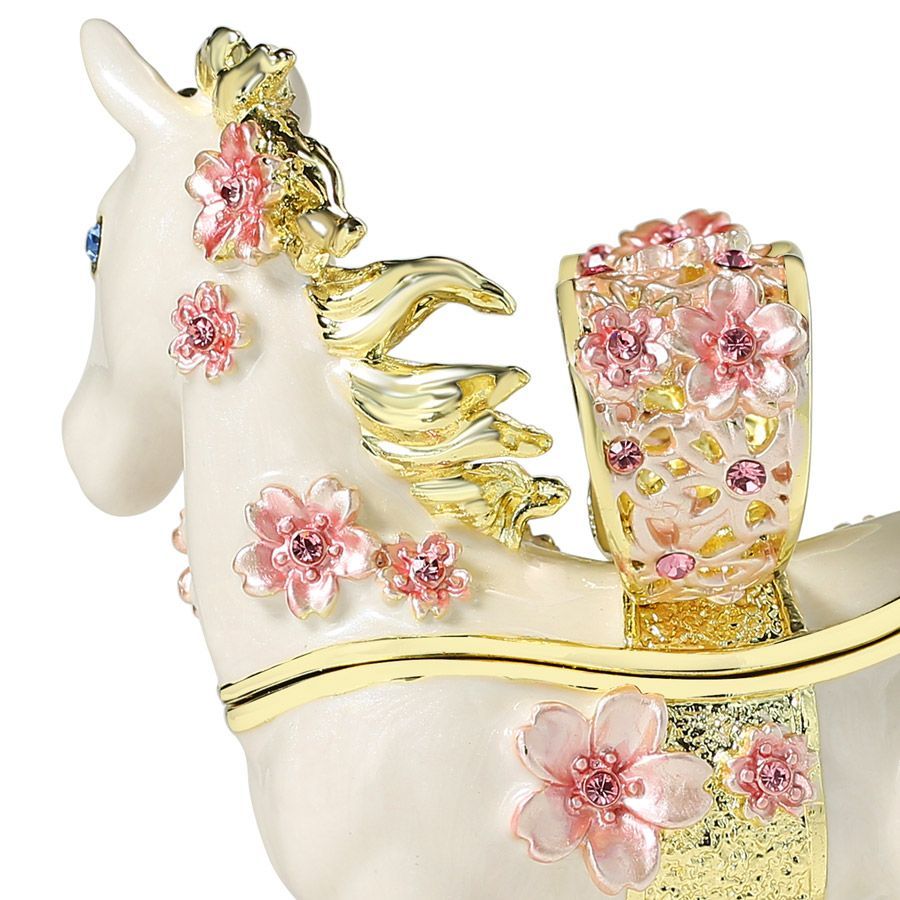 EX634-1【正規品】＜桜小馬＞2026年 干支の置物 ジュエリーボックス