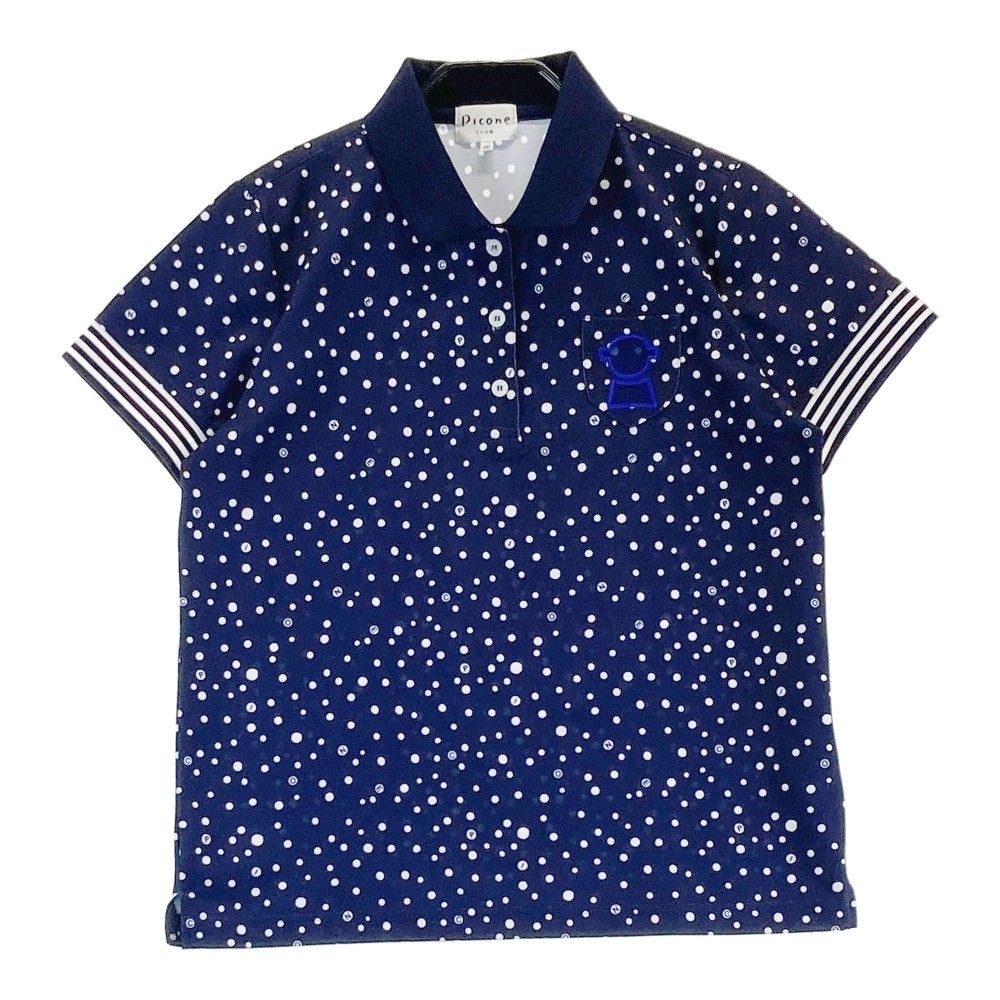 Picone 水玉模様 ポロシャツ ピッコーネクラブ Ⅲ ネイビー メッシュ波
