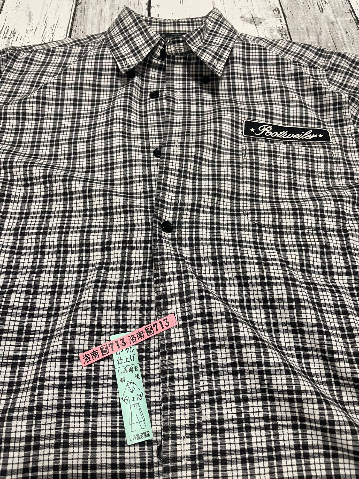 ロットワイラー 長袖シャツ L チェック柄 ロゴ刺繍 ROTTWEILER