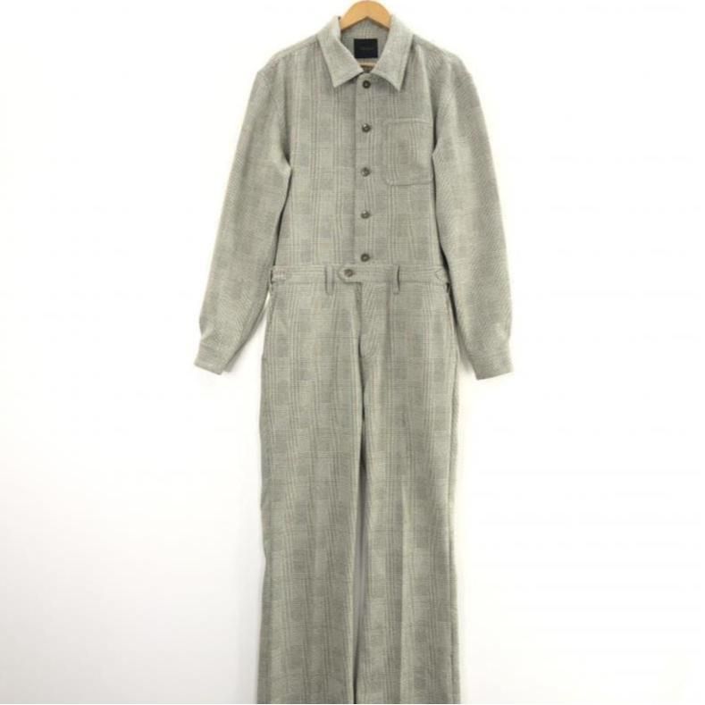 中古】Taiga Igari チェックジャンプスーツ M ベージュ タイガイガリ  