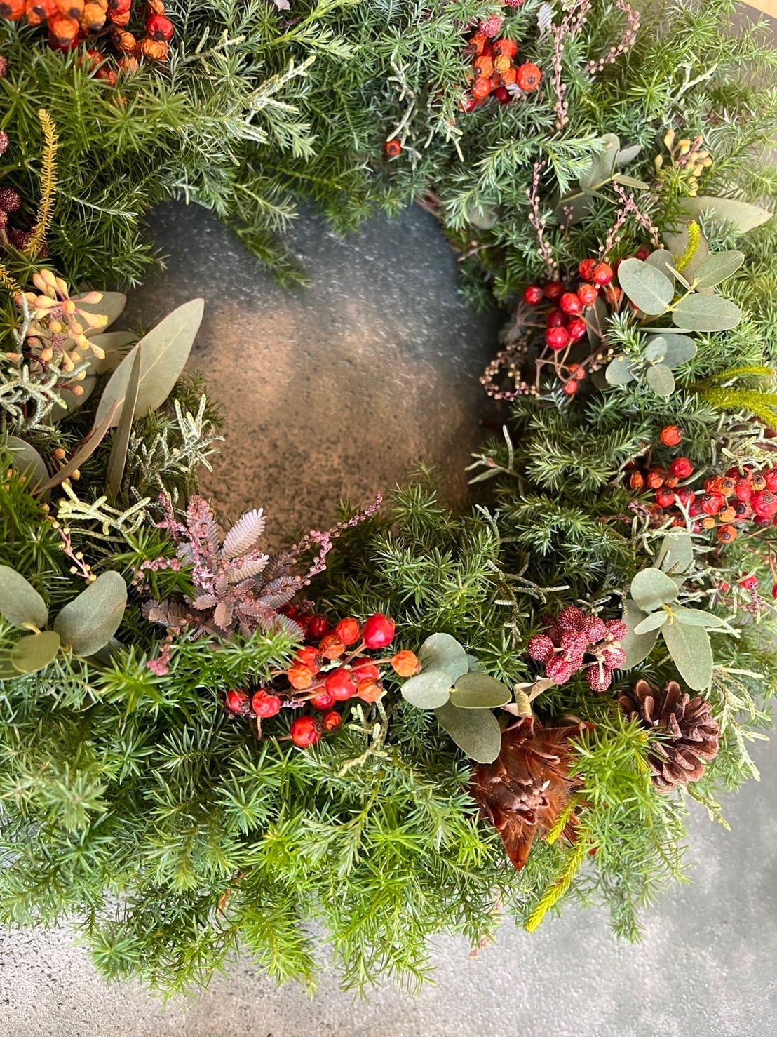 新品本物 新品 未使用 生の針葉樹のフレッシュクリスマスリース ｓサイズ直径28cm 植物 観葉植物 Vesica Mk Vesica Mk