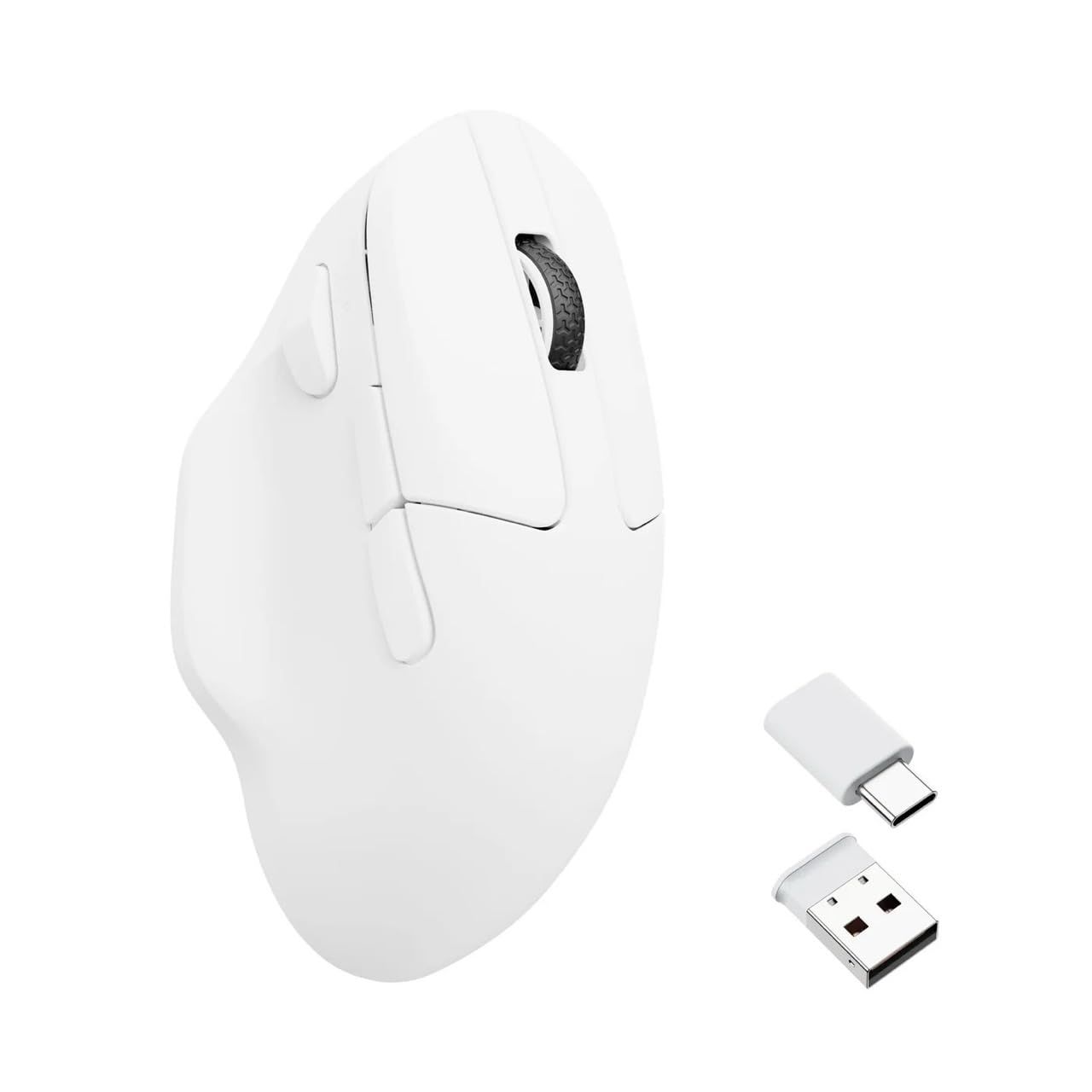 【特価商品】ホワイト Linux Mac Windows for 65g軽量、人間工学デザイン DPI65IPS 3395センサー、プログラム可能なボタン搭載、サイドスクロールボタン搭載、最大26 5.1有線の3モード対応、PixArt GHzBlue
