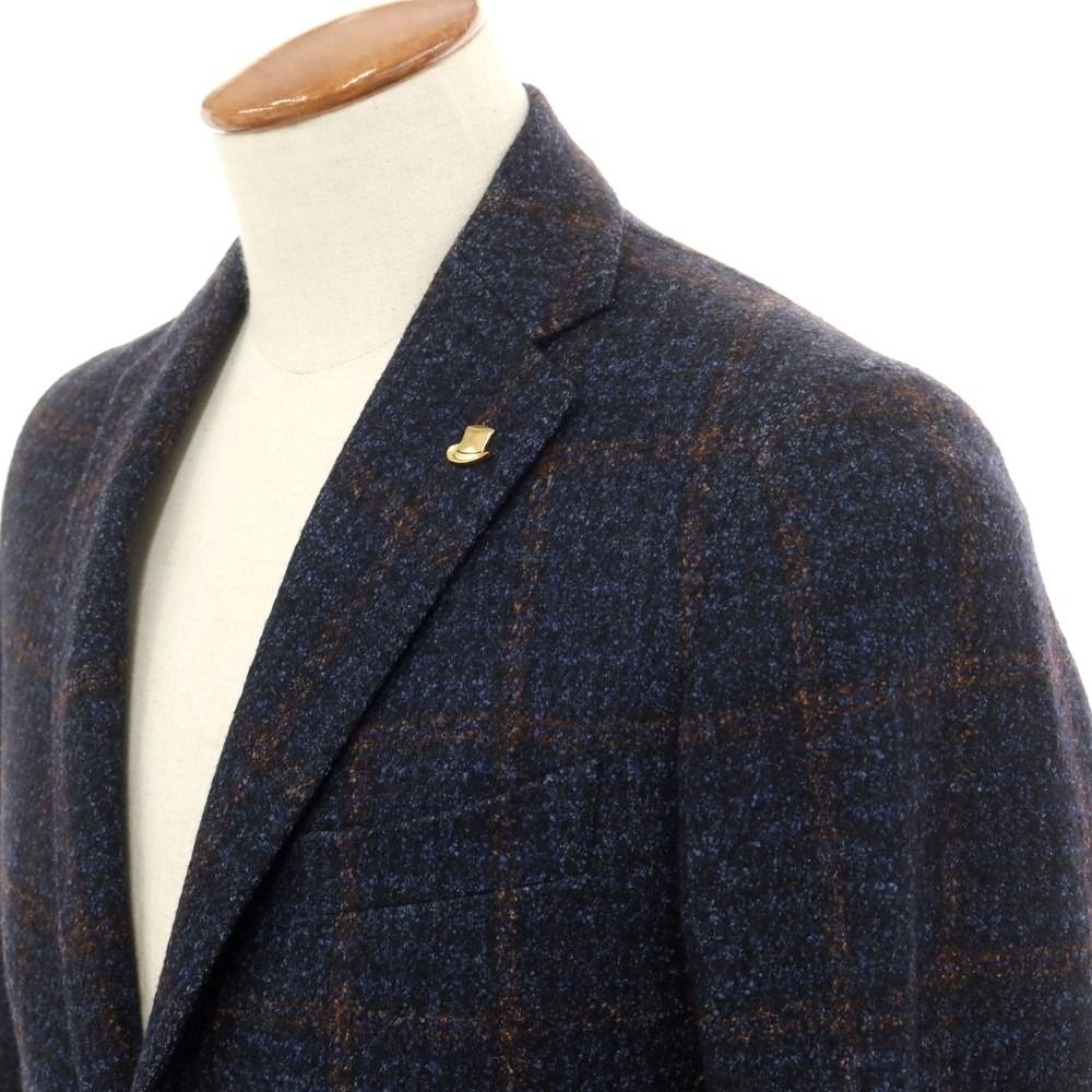 ★タリアトーレ テーラードジャケット 48 麻 ダブルブレスト 本切羽 TAGLIATORE タリアトーレ 【男性】 ウールリネン シングル テーラードジャケット 🎄 46/R ネイビー メンズ 古着 中古