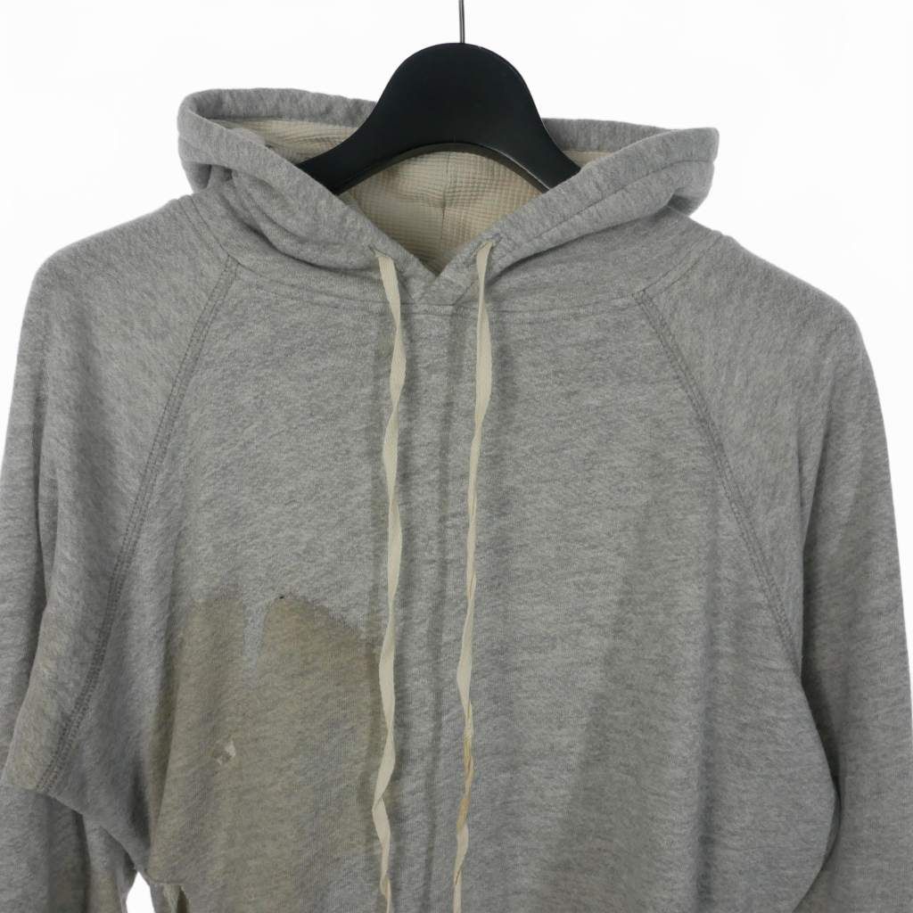 グレッグローレン GREG LAUREN GREY FLEECE HOODIE グレー フリースフーディ パーカー プルオーバー 裏毛 ダメージ加工  汚れ加工 ドッキング 1 グレー - メルカリ