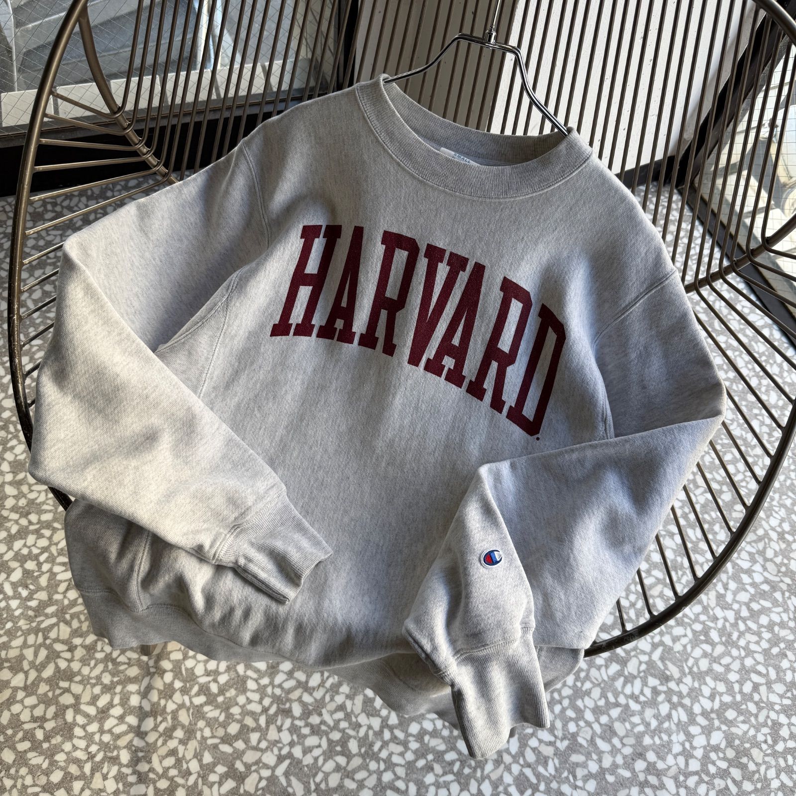 Champion 00s RW college チャンピオン リバースウィーブ 肉厚スウェット 古着 ストリート カレッジロゴ ハーバード大学 アメリカ ボルドー 太アーム 横ノリ