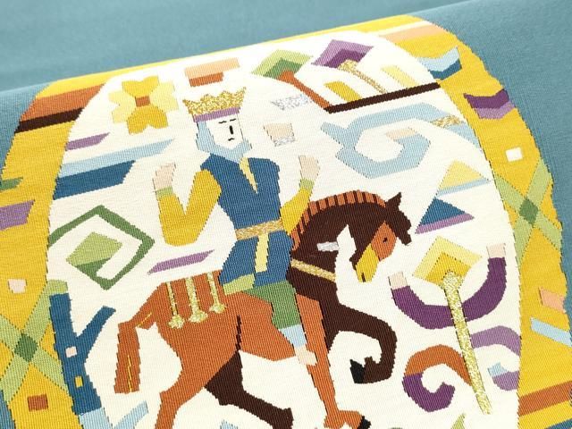 平和屋着物○爪掻き本綴れ 八寸名古屋帯 狩猟文 金銀糸 正絹 逸品