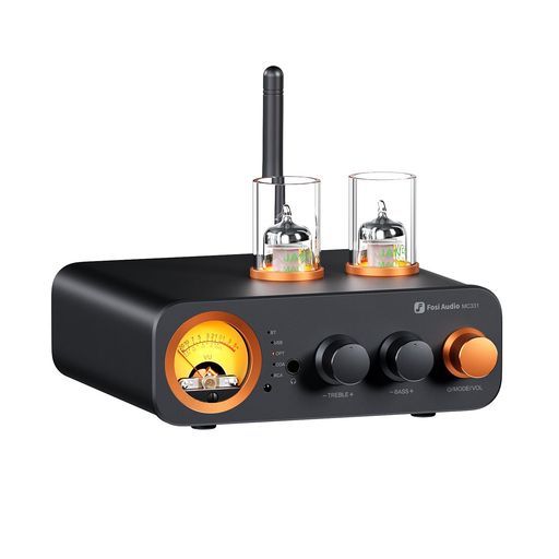 FosiAudioMC331真空管インテグレーテッドアンプDAC付きHiFiブックシェルフスピーカー|3.5mmヘッドフォン用2チャンネル2chホームオーディオステレオパワーアンプBluetooth|USB|OPT|COAX|RCA入力