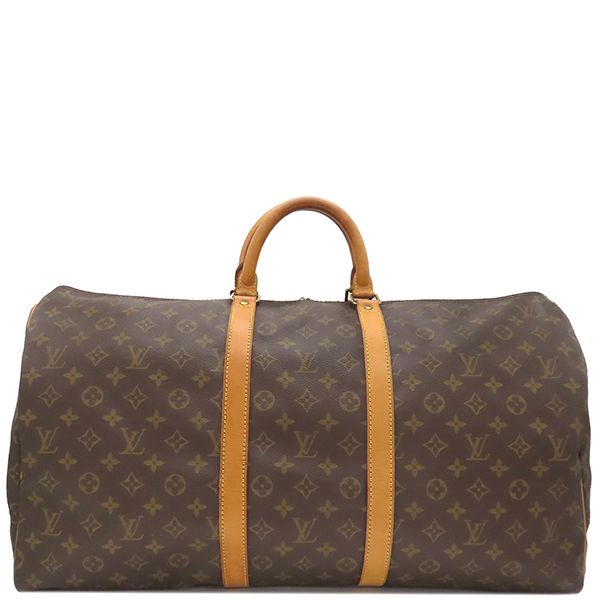 ルイヴィトン LOUIS VUITTON ボストンバッグ キーポル 55 モノグラムキャンバス モノグラム ゴールド金具 茶 鍵|パドロック M41424 SP0964