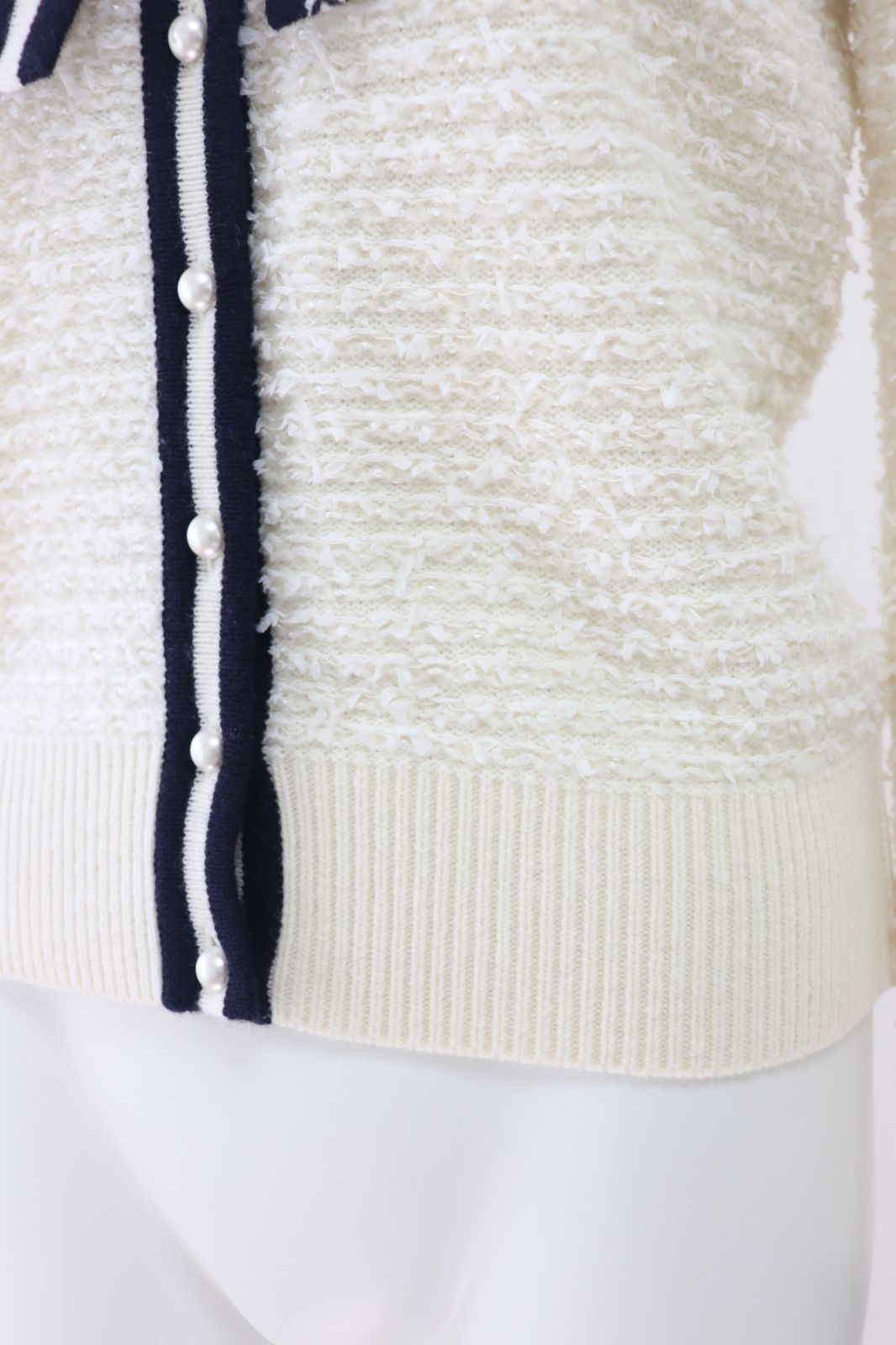 Rene ニットツイードカーディガン 6142261 白|ホワイト ルネ NICORILABO_COM