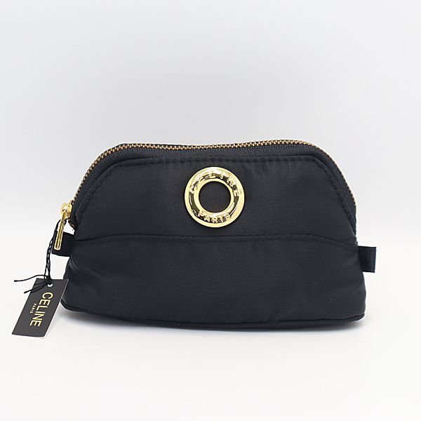 【使用感少 極美品】セリーヌ ポーチ 黒マカダム トリオンフ ゴールド金具 黒 CELINE セリーヌ オールドセリーヌ トリオンフ マカダム