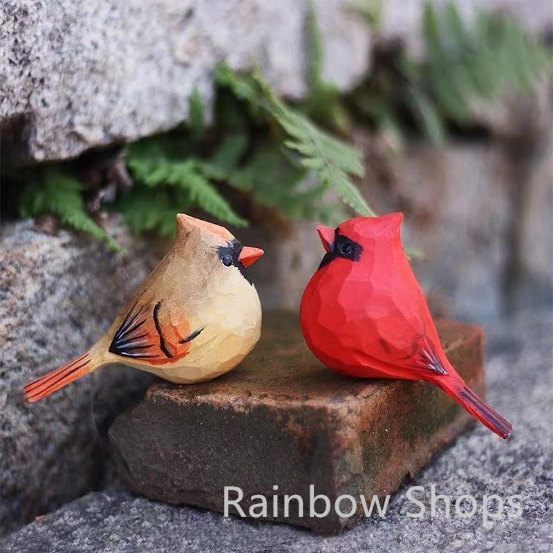 2個入り】鳥の彫刻 置き物 置物 鳥 天然木 彫刻 鳥のアジアン
