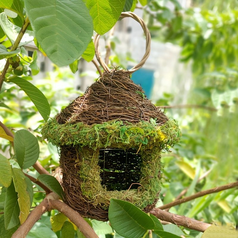 巣箱 鳥の巣 鳥の巣箱 バードハウス バードルーム 鳥用品 鳥かご 吊り下げ ぶら下げ 庭園 自然 装飾 休憩所 ハウス 籐の家 手作り感 オシャレ ミニハウス インテリア 庭装飾