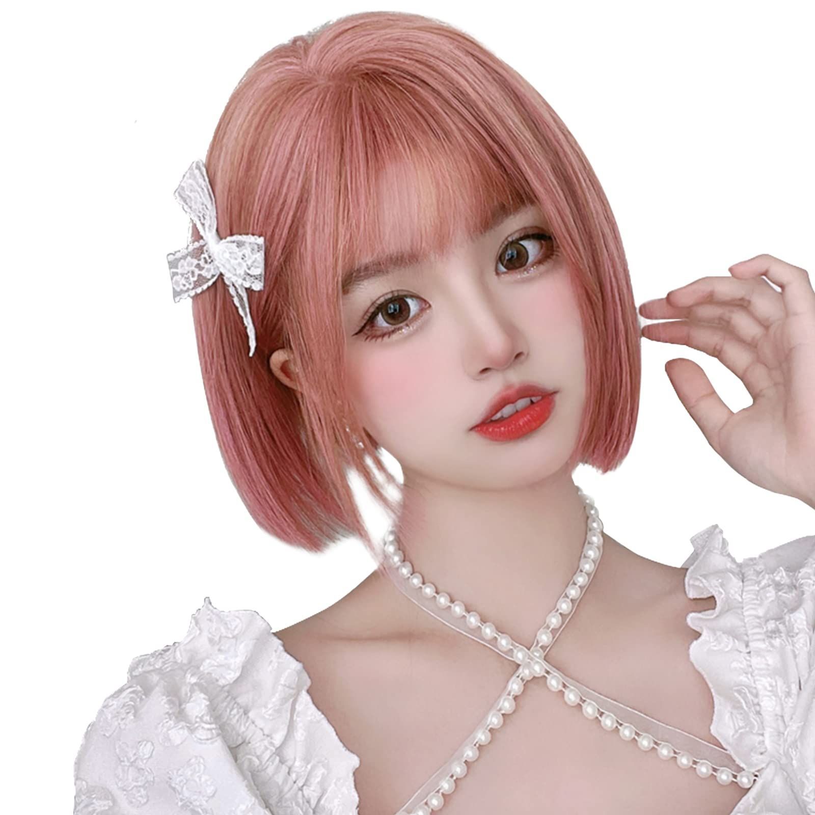 セミロング ストレート カール さらさら かつら セミロング wig ファッション フルウイッグ レディース 小顔 おしゃれ ショート 可愛い ボブ  自然 大人 ウィッグ 原宿 耐熱 Hawkko ネット/櫛付（ストロベリーピンク） - メルカリ