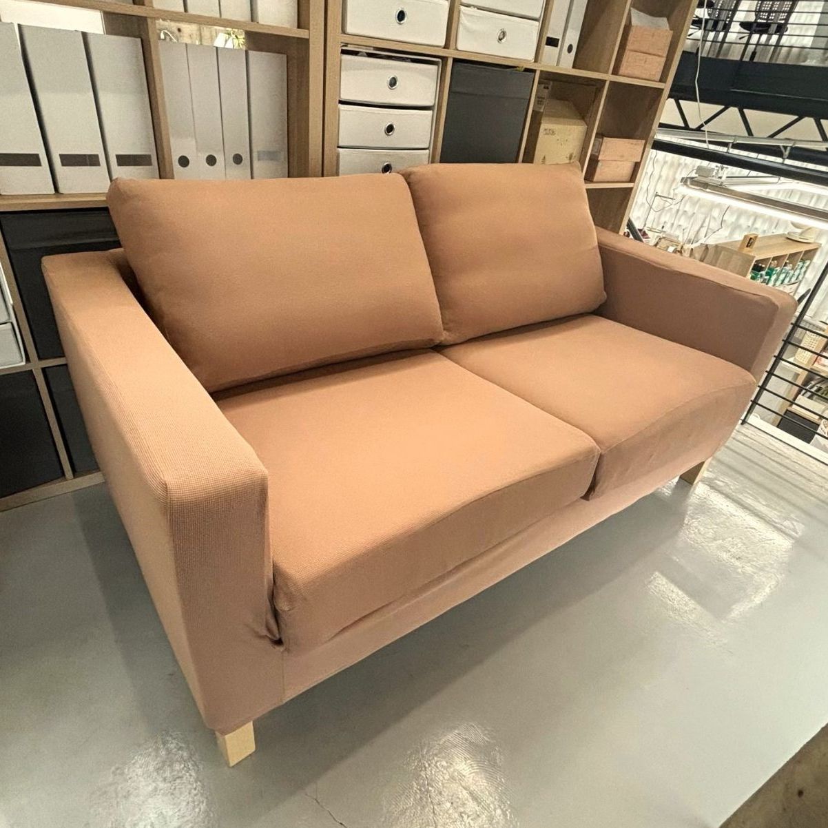 IKEA KARLSTARD カルルスタード 肘付き2人掛用カバー ワッフル|カフェオレ