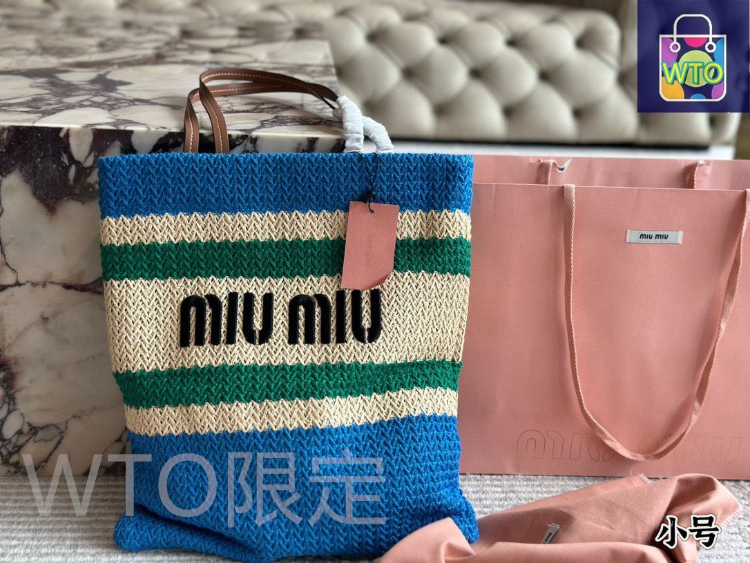 今日特価】MIUMIU ミューミュー わら編みシリーズ サマー限定