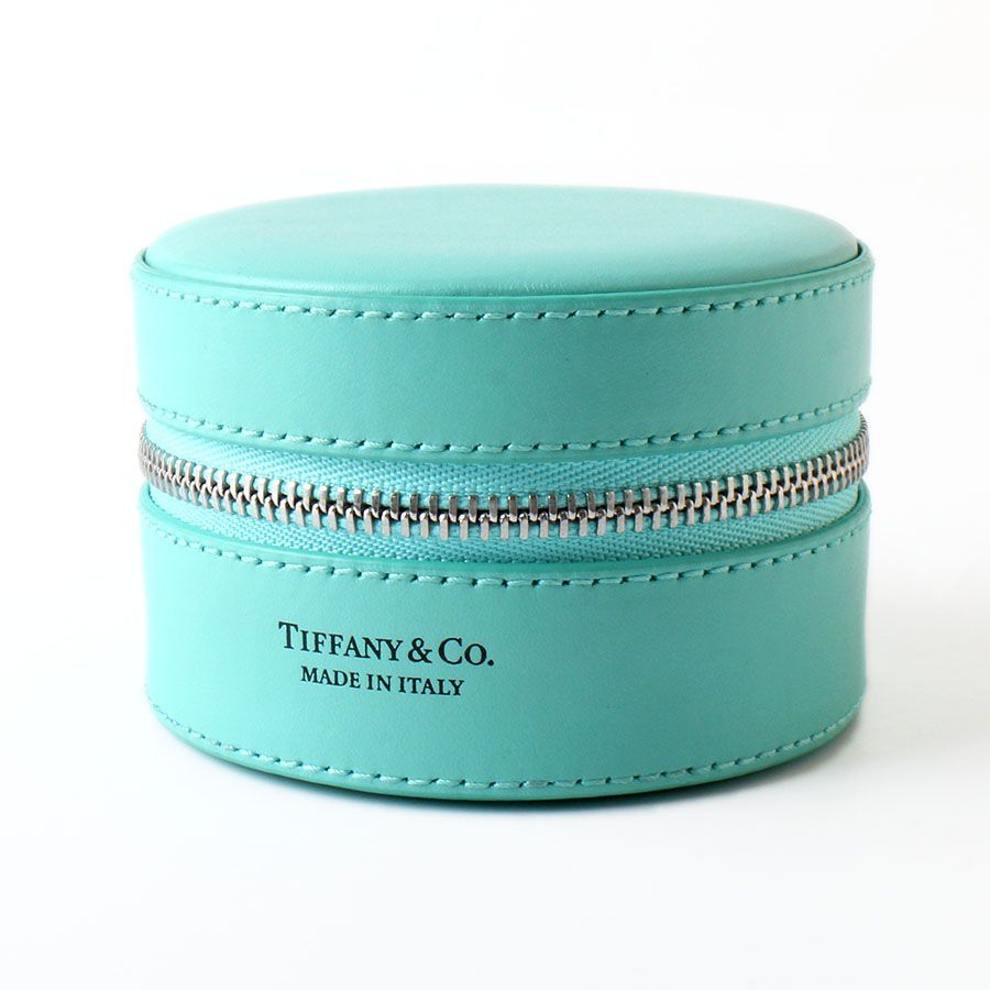 M27951 TIFFANY-Co. ティファニー レザー ジュエリーケース 丸型 小物入れ アクセサリーケース イタリア製