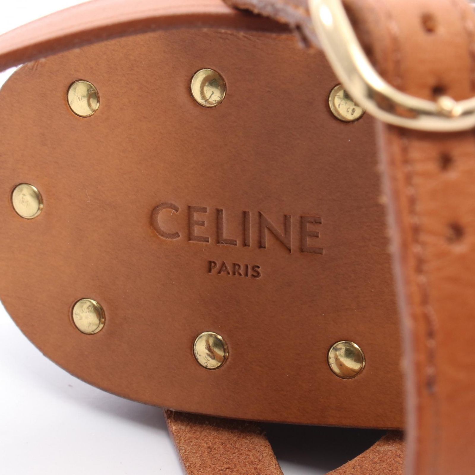 日本未発売 CELINE サンダル ロゴ トリオンフ レザー レディース セリーヌ トリオンフ レザー サンダル 34 レディース ブラウン