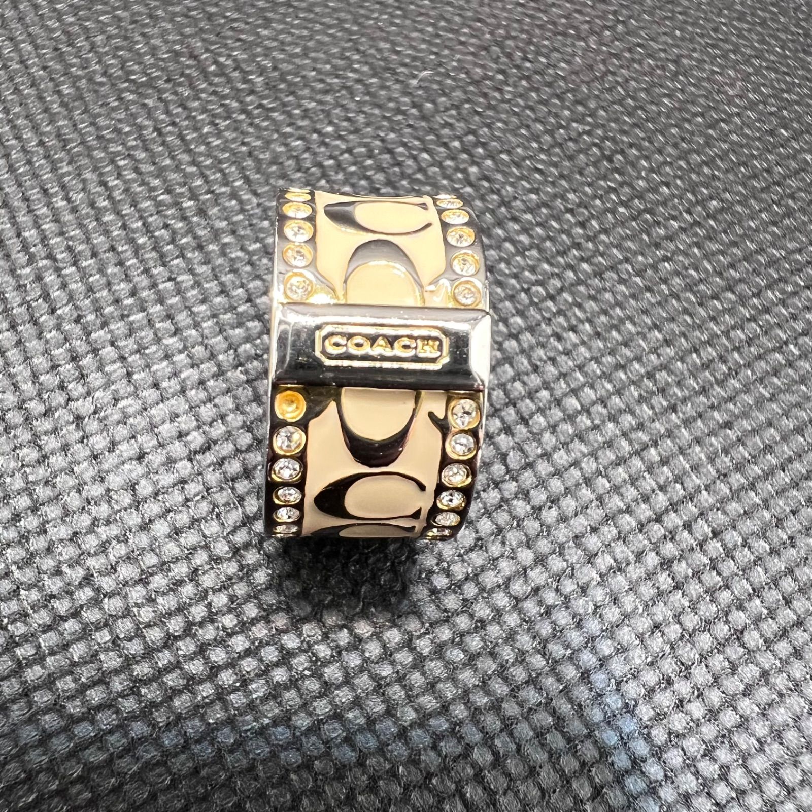 COACH コーチ リング 指輪 ホワイト ラインストーン CCロゴ 13号