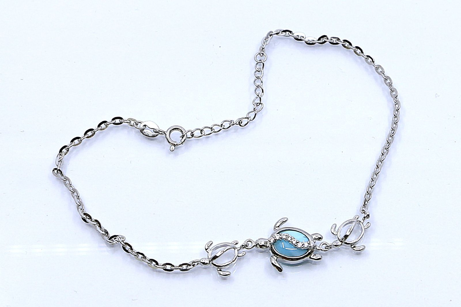 アンクレット ホヌ ラリマー＆キュービックジルコニア シルバー ハワイアンジュエリー ハワジュ SSA120LA FORTGASGNV_COM_BR